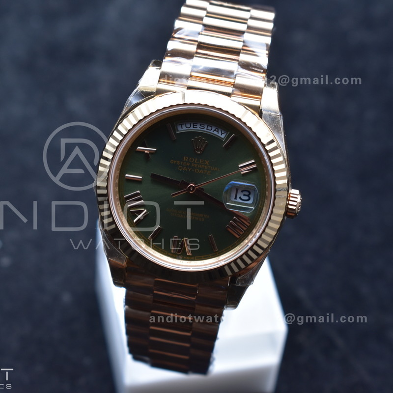 Day Date 40 RG 228235 THBF 1:1 Best Edition Green Roman Dial on President Bracelet VR3255 V3 (Gain Weight)